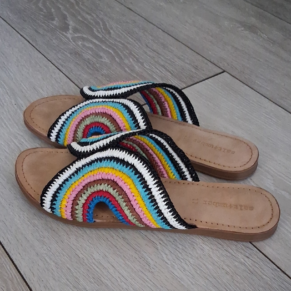 Multicolor  Salt & Amber Crochet Slide Sandals for Women